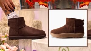 botas ugg cafe oscuro sobre fondo neutro