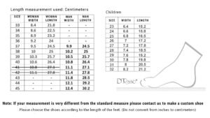 comparacion tallas calzado usa y chile