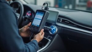 Cómo Funciona y Para Qué Sirve el Scanner Automotriz Konnwei 14 escaner automotriz conectado a vehiculo moderno