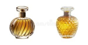 frascos de perfume elegantes con fondo blanco