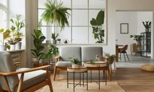 mesa de centro pequena en sala compacta