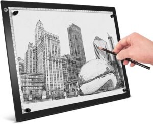 mesa de luz con dibujos artisticos iluminados