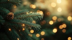 rama de pino con luces navidenas decorativas