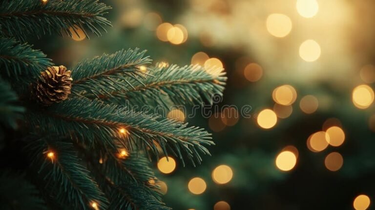rama de pino con luces navidenas decorativas