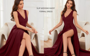 vestido elegante con abertura doble piernas