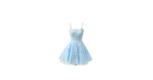 Dónde Comprar Vestidos Azul Pastel Cortos para Ocasiones Especiales 2 vestidos azul pastel cortos colgados elegante